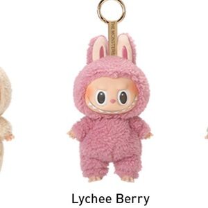 Cream and Pink Stuffed Animal Keychains